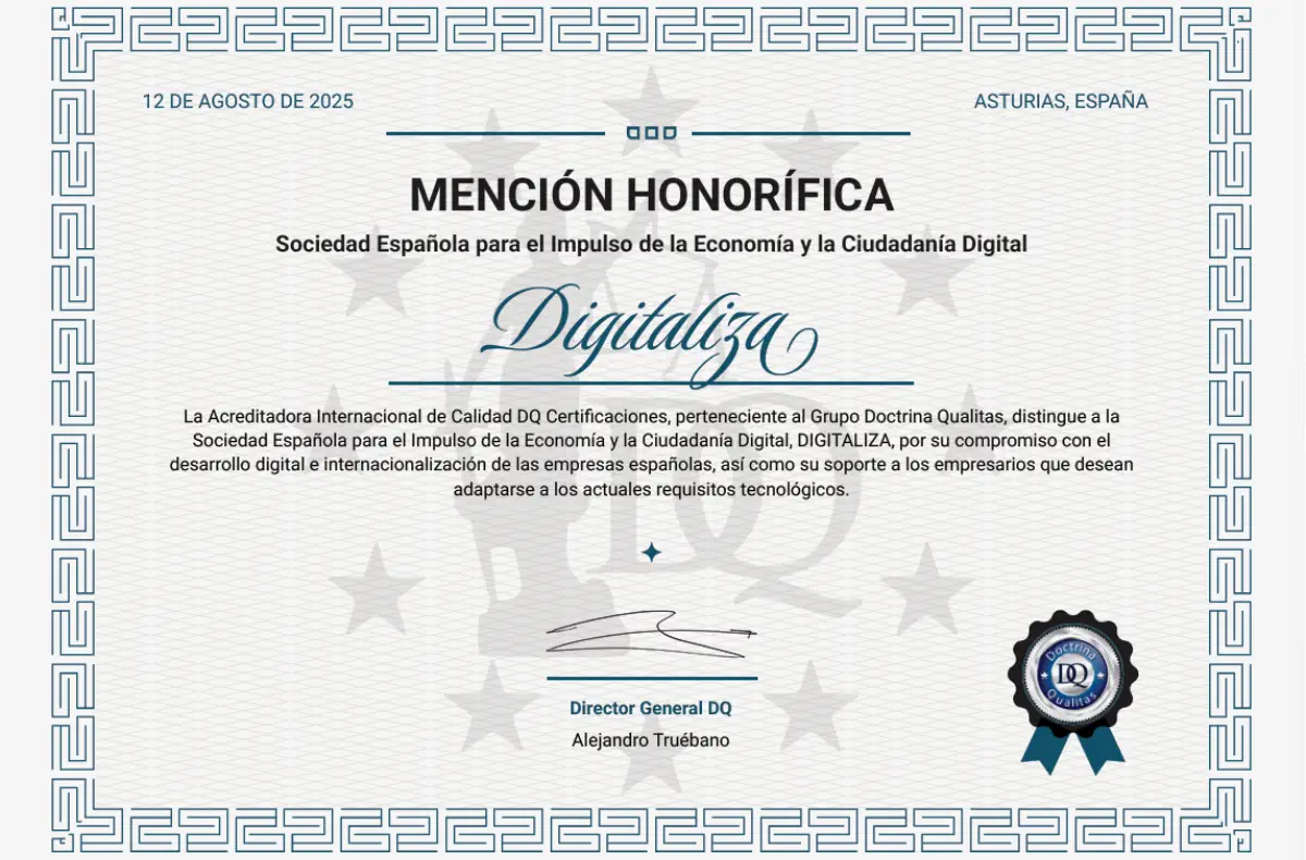 DIGITALIZA recibe la Mención Honorífica 2025 del Grupo Doctrina Qualitas DIGITALIZA recibe la Mención Honorífica 2025 del Grupo Doctrina Qualitas