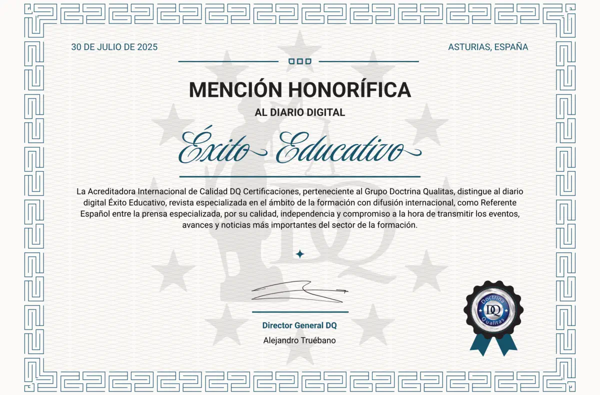 Mención de honor al diario digital Éxito Educativo como Referente Español en prensa especializada